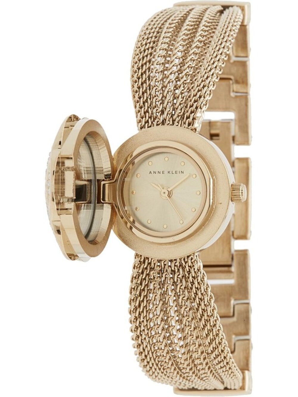 Women's Gold AK/1046CHCV Premium Crystal-Accented Floral Shaped Dial Wrist Watch